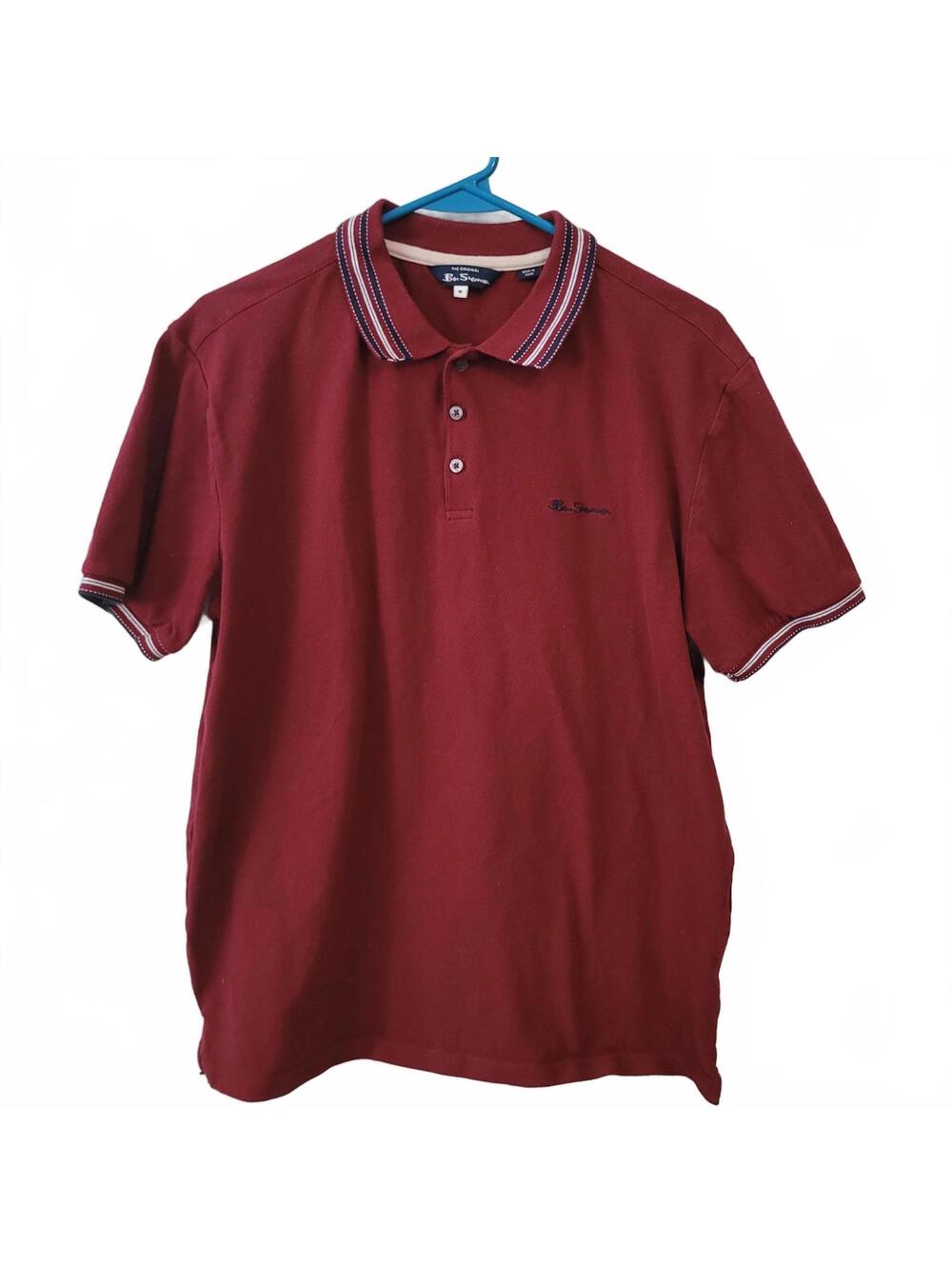 Vintage Ben Sherman Burgundy Polo Shirt – Medium, Early 2000s Y2K